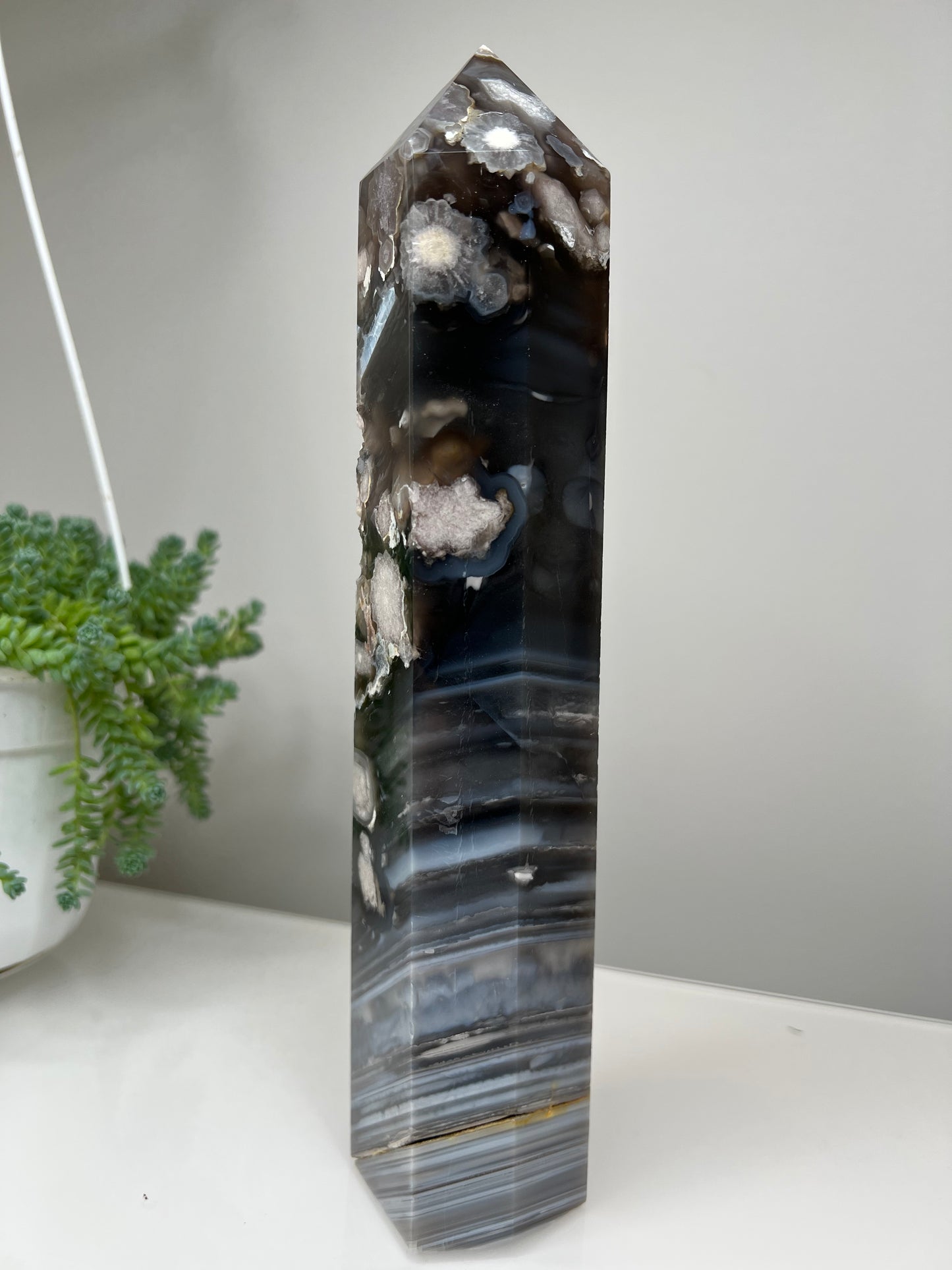 Black Flower Agate Towers