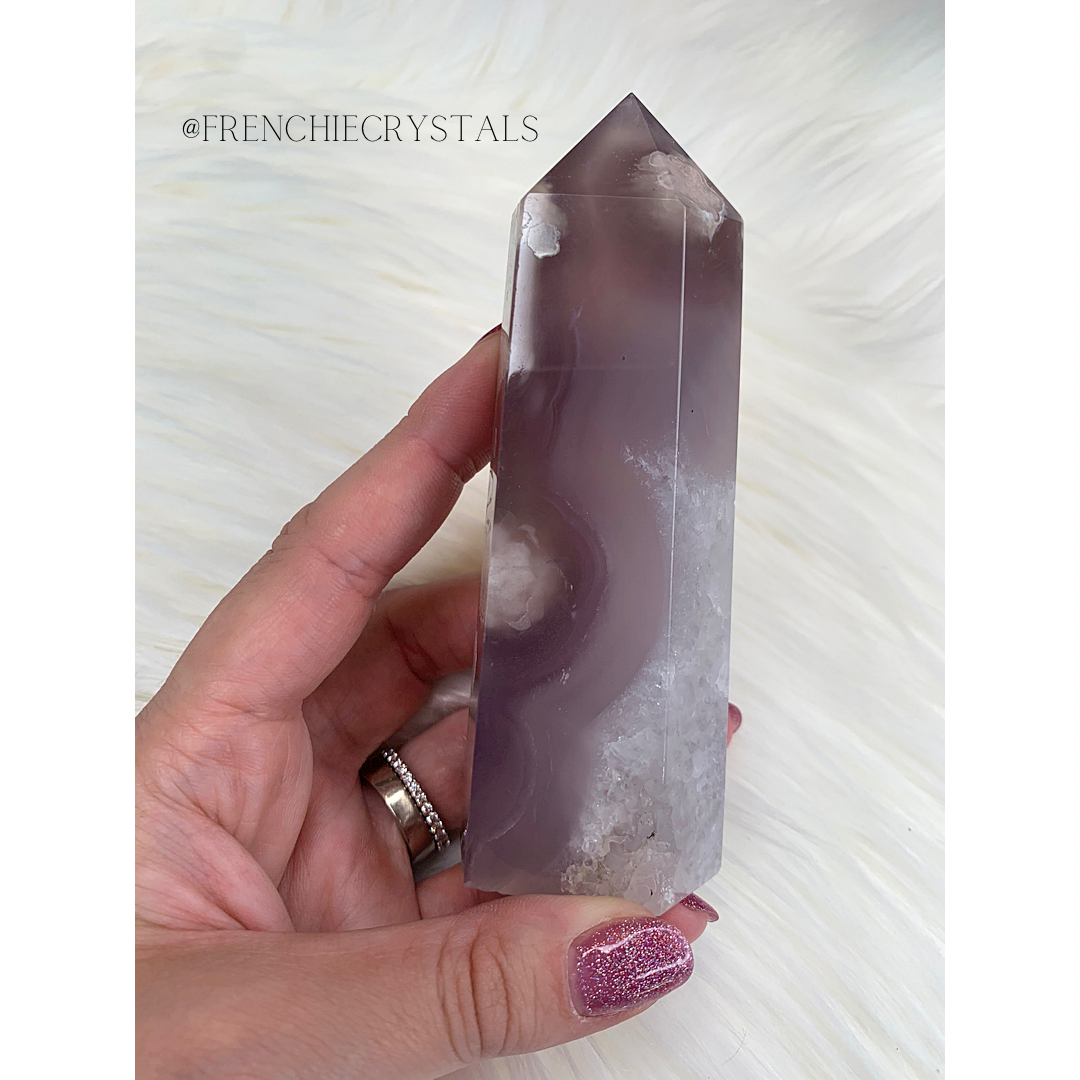 Grey Flower Agate Medium Sized Towers