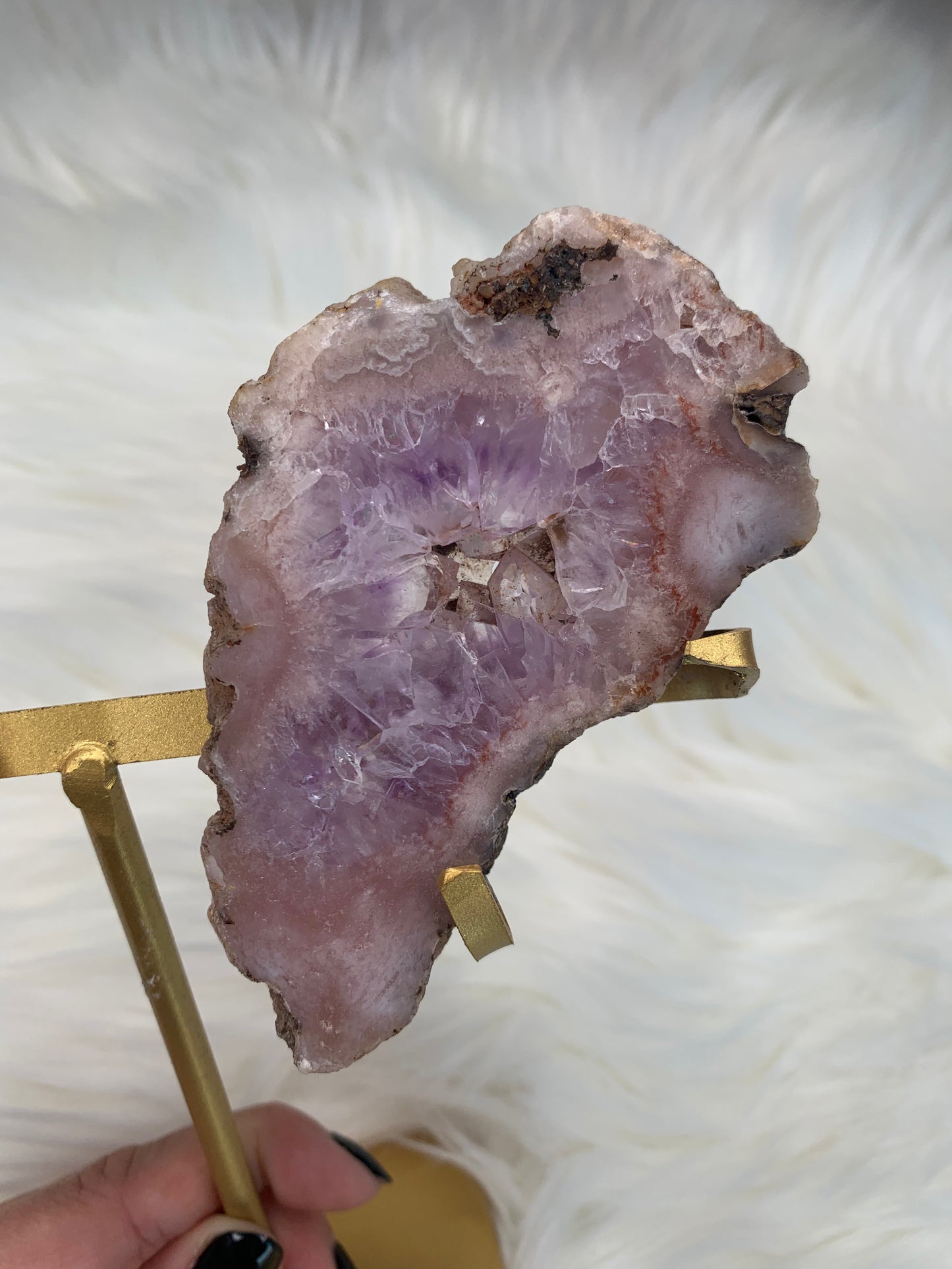 Butterfly Wing Pink Amethyst on stand