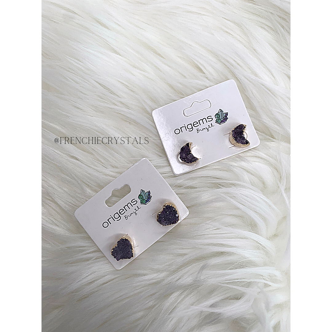 Amethyst Moon/Heart Earrings