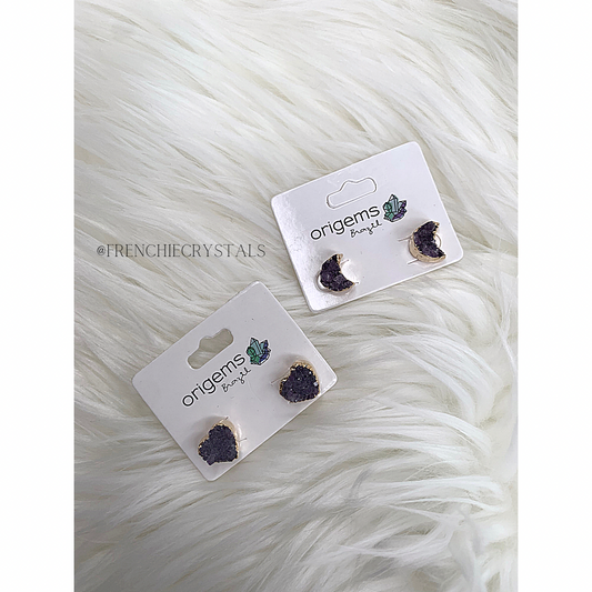 Amethyst Moon/Heart Earrings