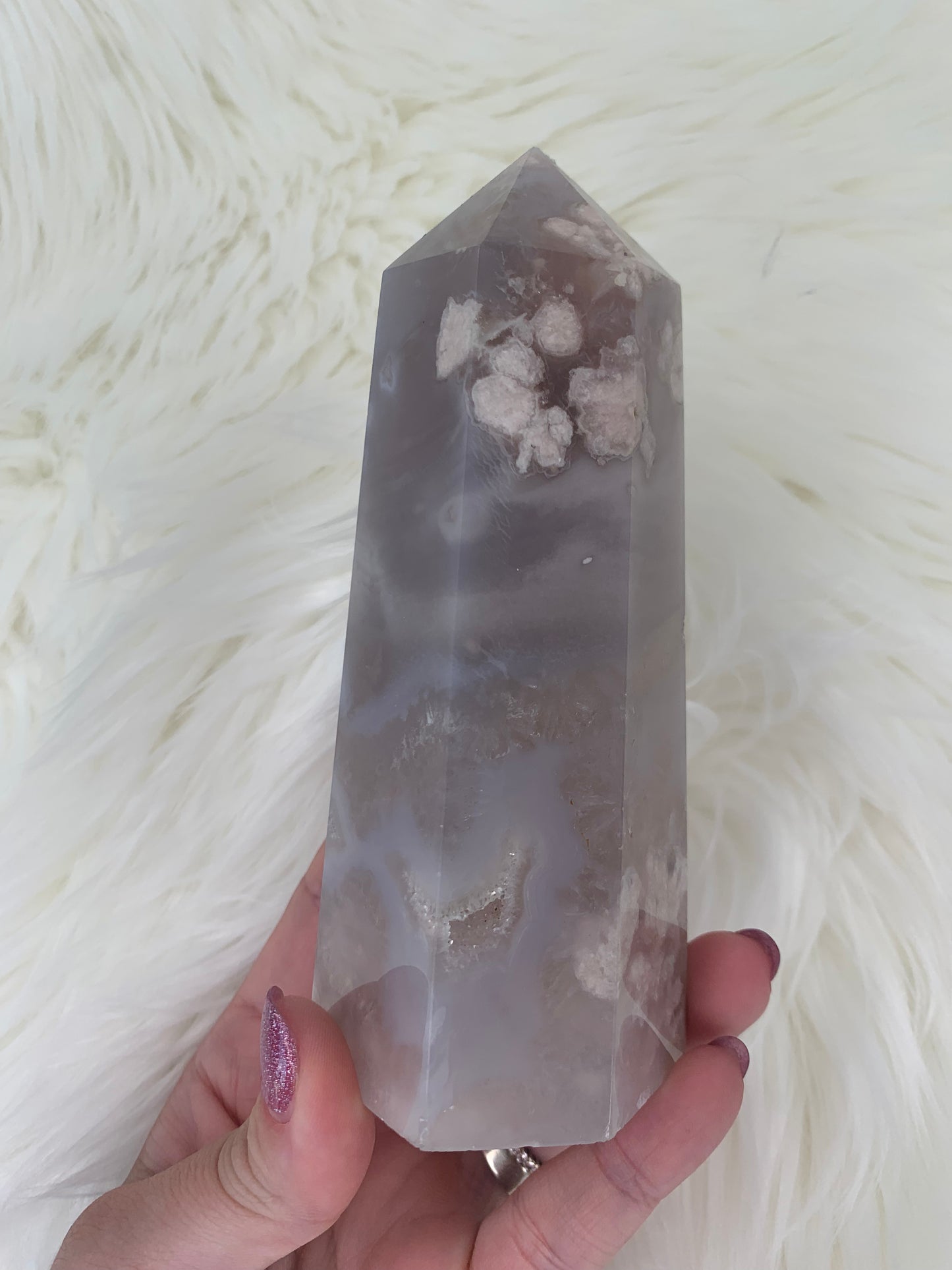 Grey Flower Agate Medium Sized Towers