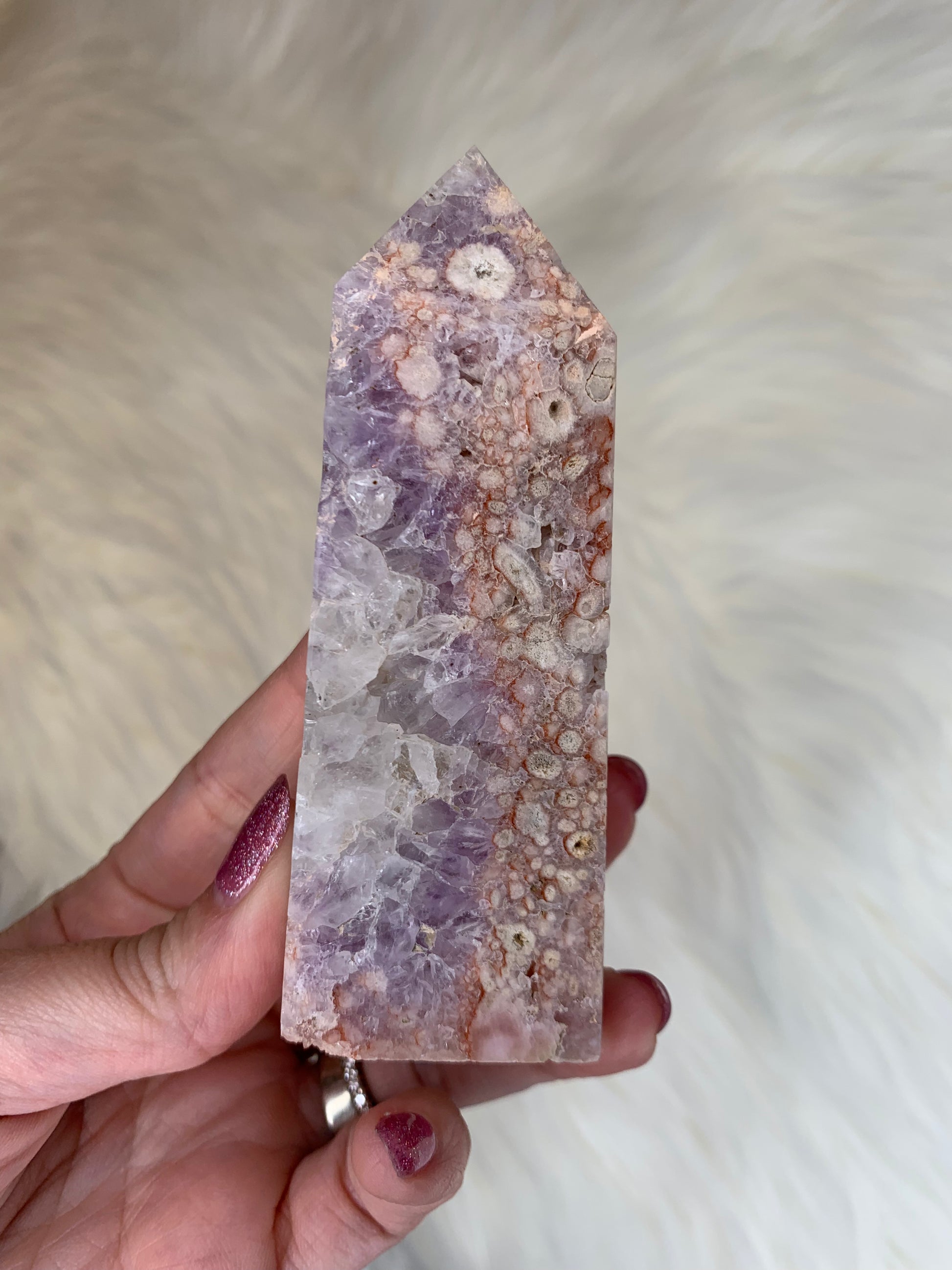 Amethyst & Flower Agate Tower – Crystal Love Collective