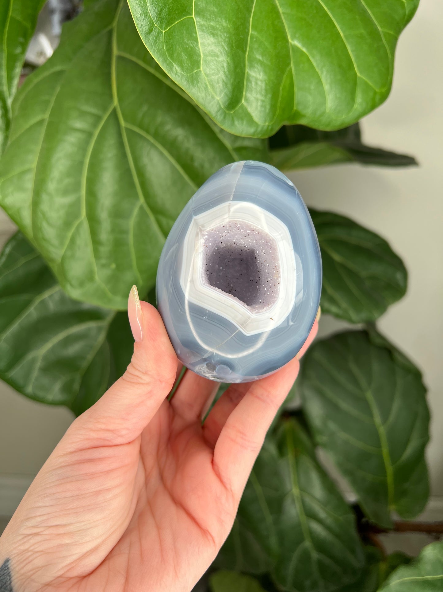 Agate Druzy Egg carving