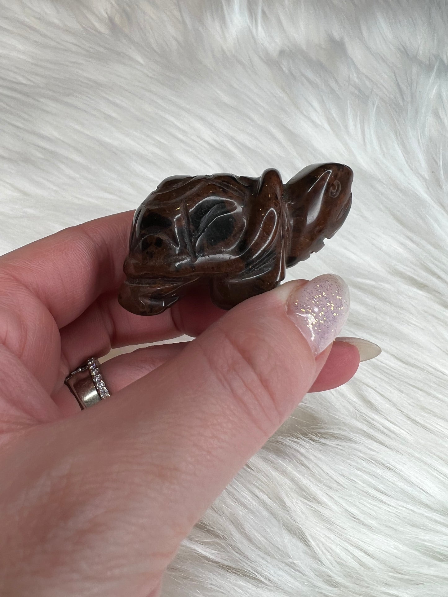 Mahogany Obsidian Turtle Carving