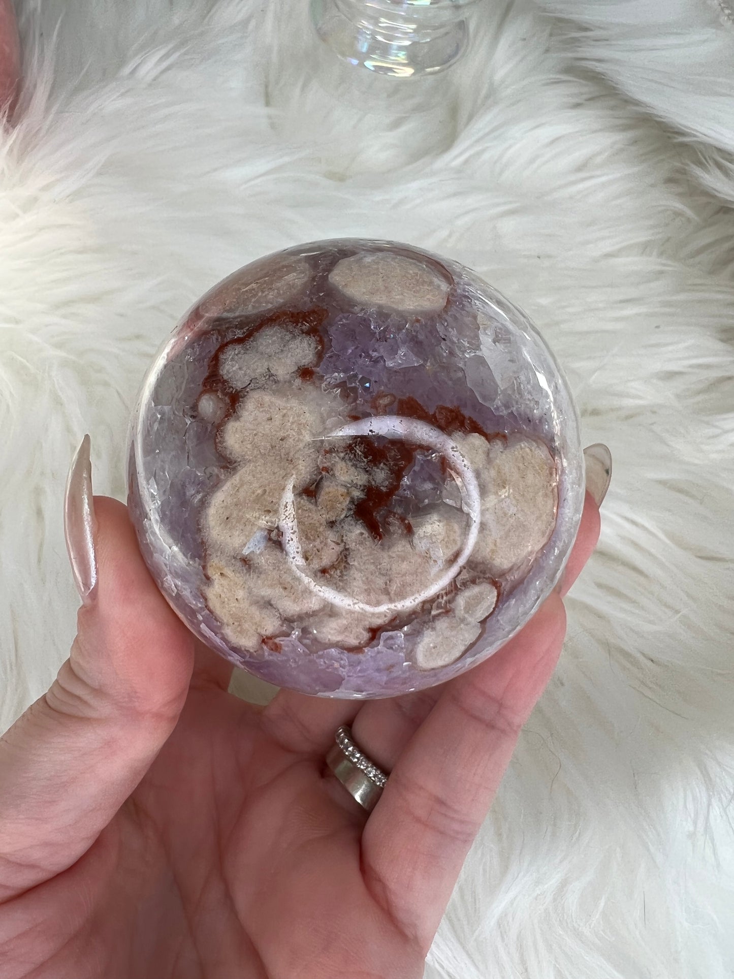 Flower Agate X Amethyst Sphere