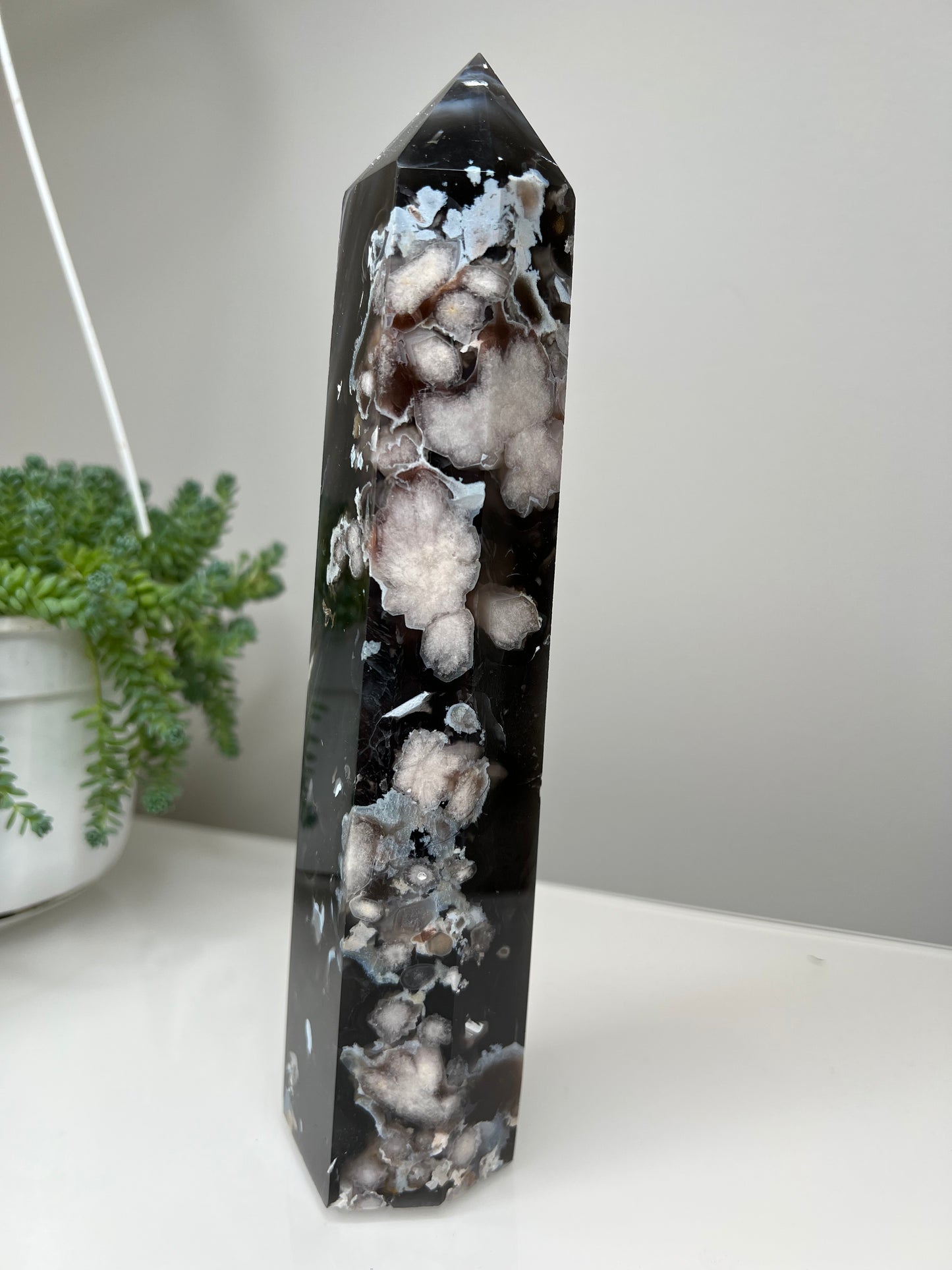 Black Flower Agate Towers