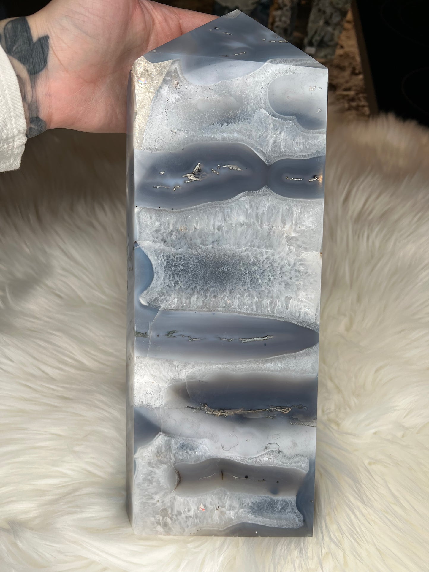 Blue Moss Agate Tower (XL thick)