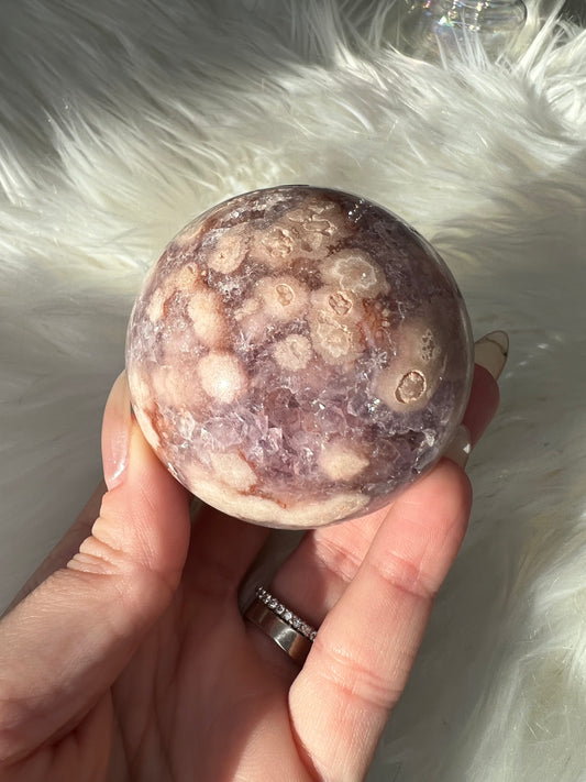 Flower Agate X Amethyst Sphere