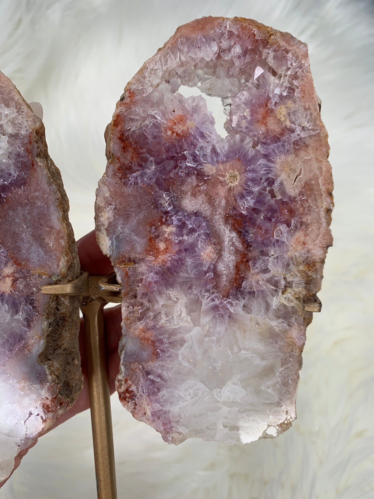Lilac/Pink Amethyst Slab Wings on stand