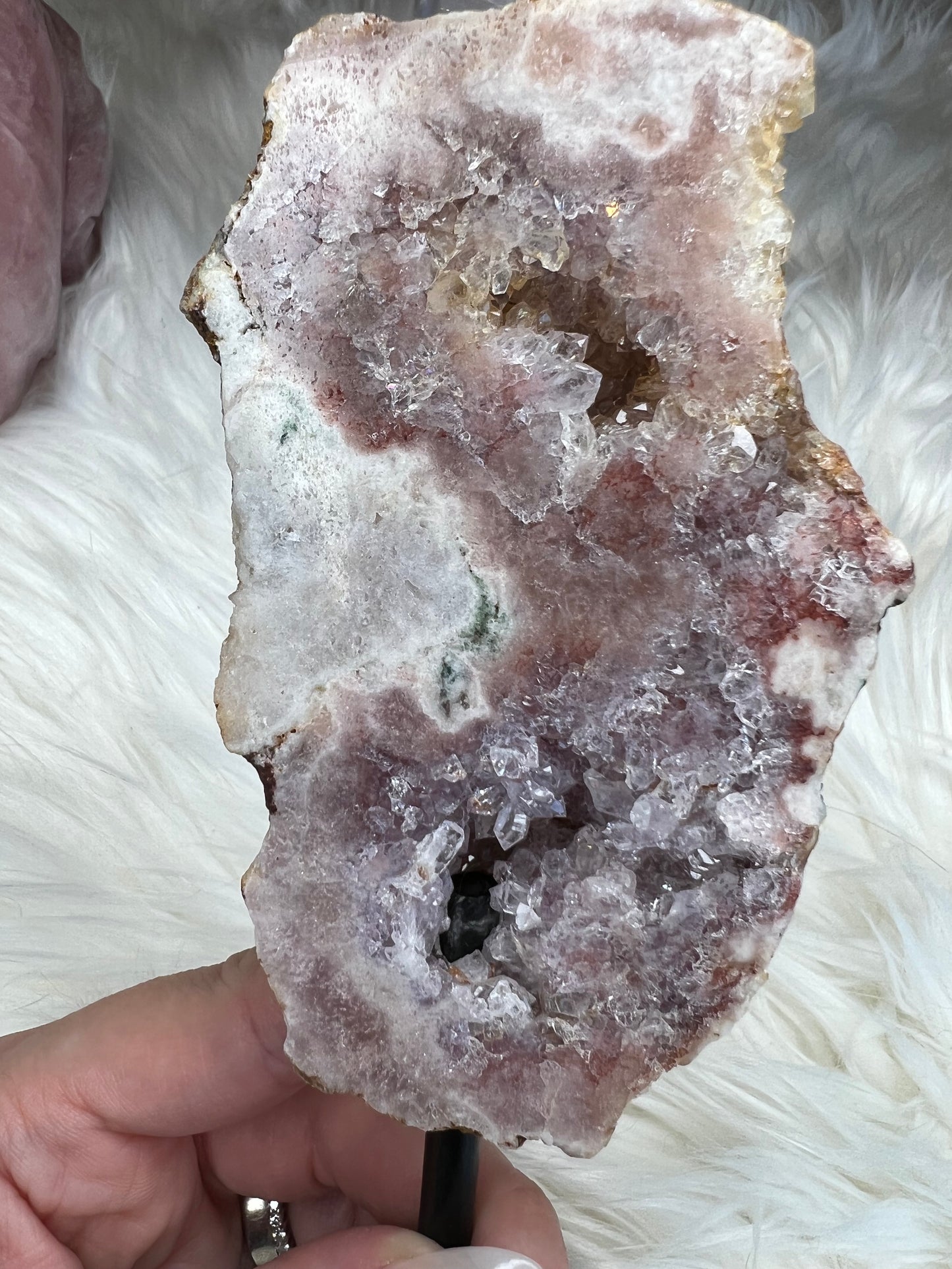 Pink Amethyst slab on stand (s29)
