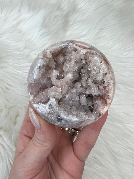 Flower Agate X Pink Amethyst Sphere