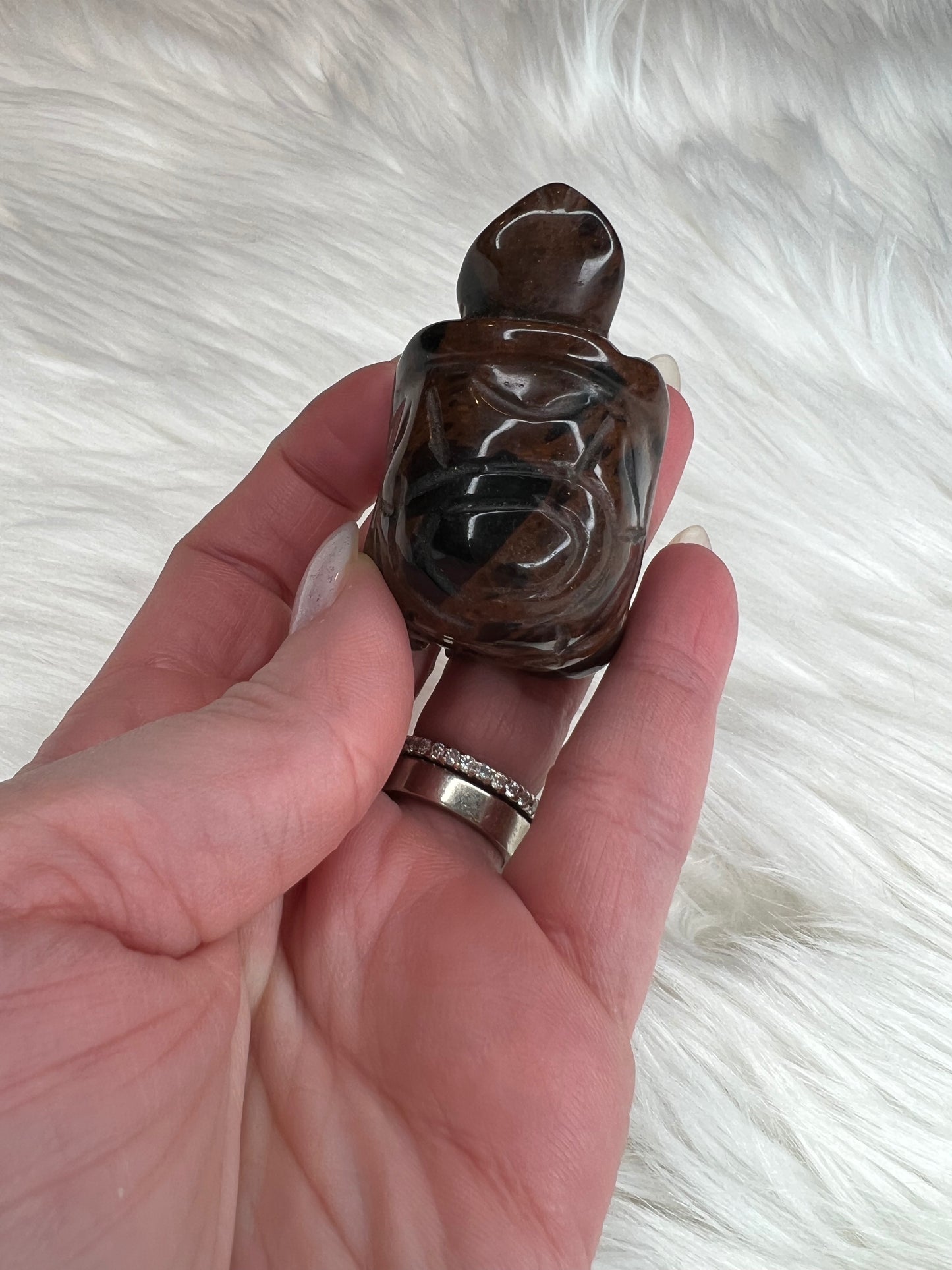 Mahogany Obsidian Turtle Carving